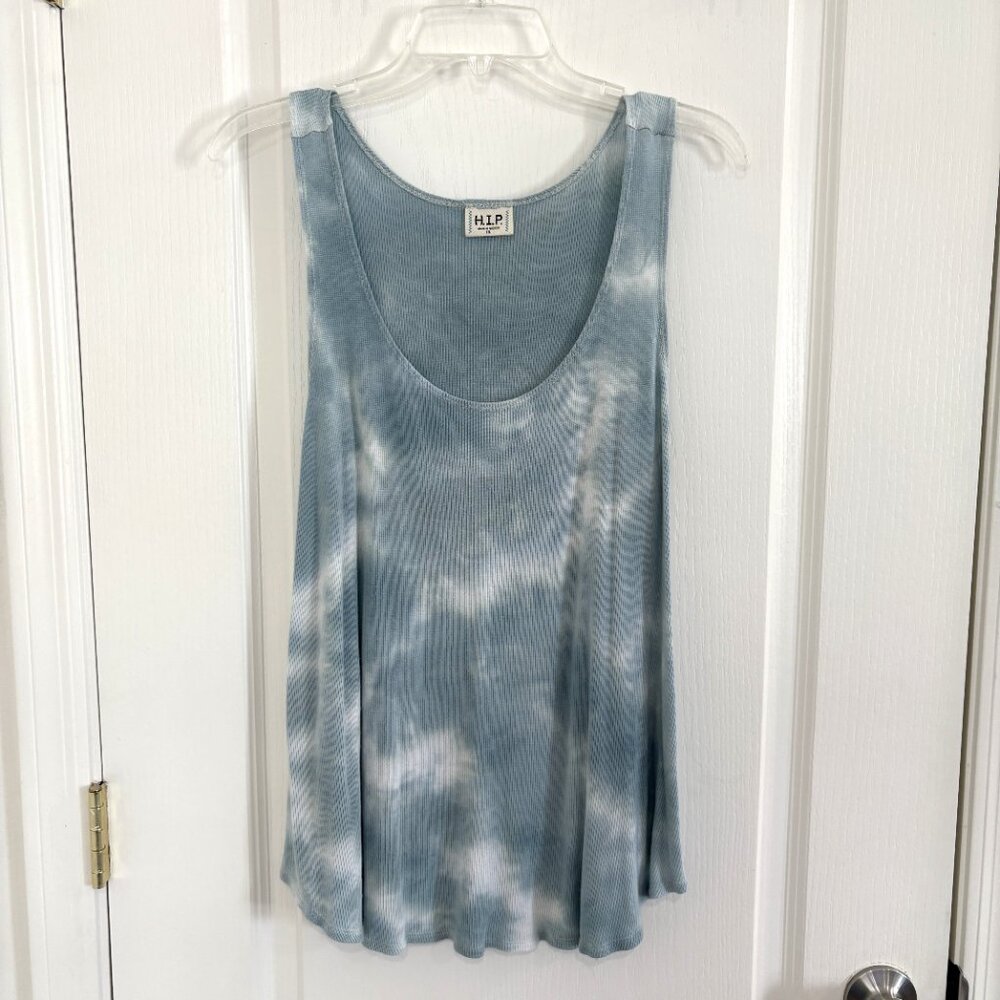 H.I.P. Nordstrom Tie Dye Tank Top Ribbed Knit Scoop Neck Blue/Green Size 1X